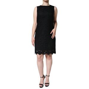 Dolce & Gabbana Black Floral Lace Sheath Sleeveless Mini Women's Dress
